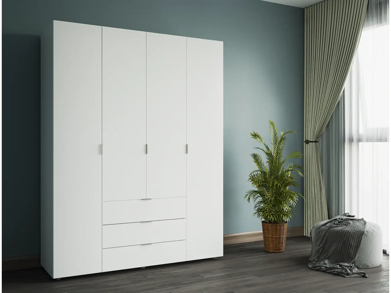 Распашной шкаф для одежды Гелар Белый 4 ДСП Распашной шкаф для одежды Гелар Белый 4 ДСП