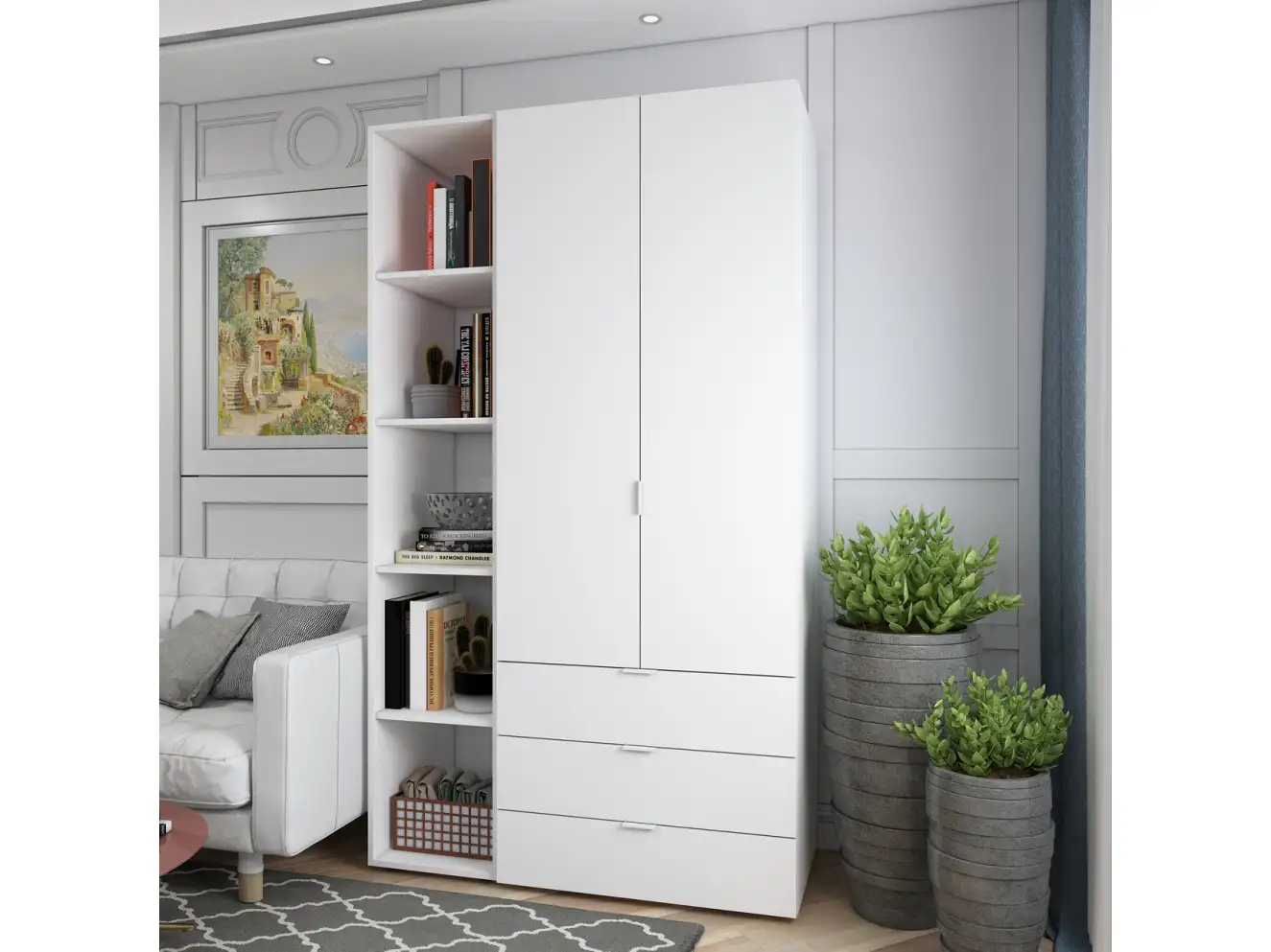 Комплект Гелар с Этажеркой Белый 2 ДСП Комплект Гелар с Этажеркой Белый 2 ДСП