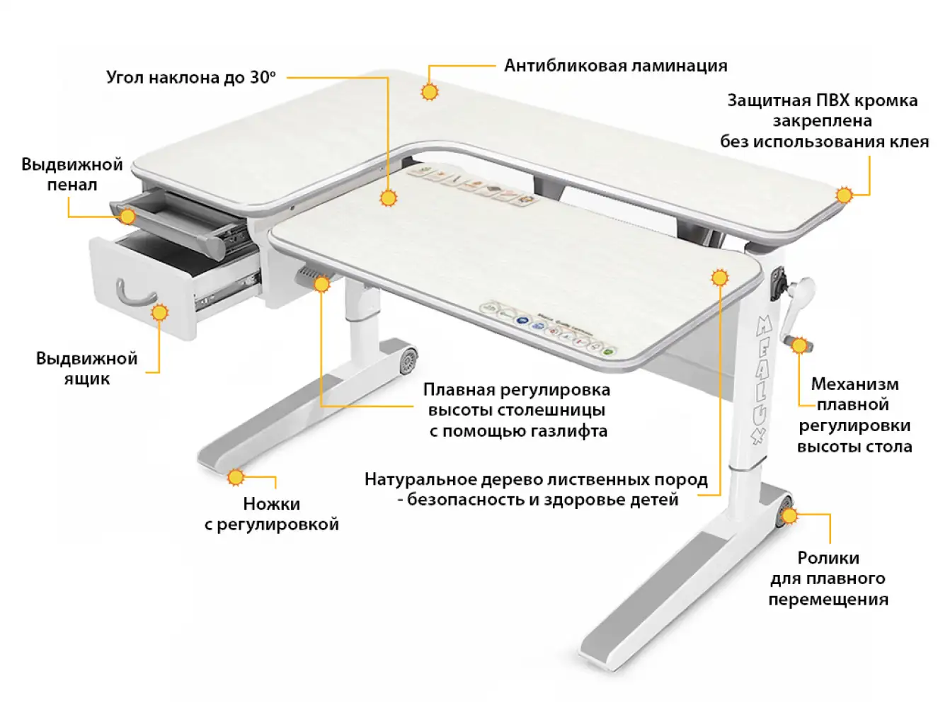 Детский стол Mealux Woodville Multicolor TG (арт. BD-850 TG/MC)