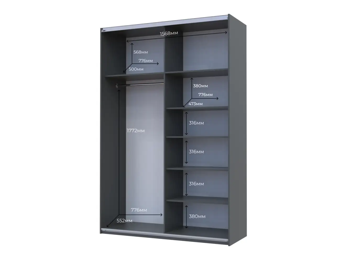 Шафа купе G-Caiser Графіт 2 ДСП Шафа купе G-Caiser Графіт 2 ДСП