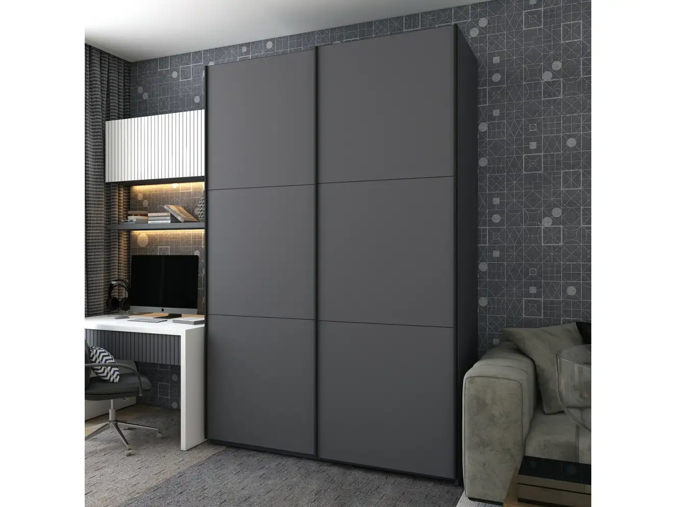 Шафа купе G-Caiser Графіт 2 ДСП Шафа купе G-Caiser Графіт 2 ДСП