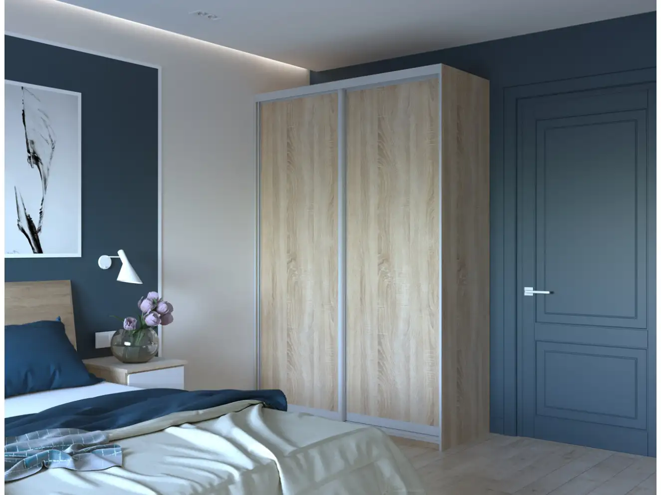 Шафа купе Сіті Лайт Дуб Cонома 2 ДСП велика